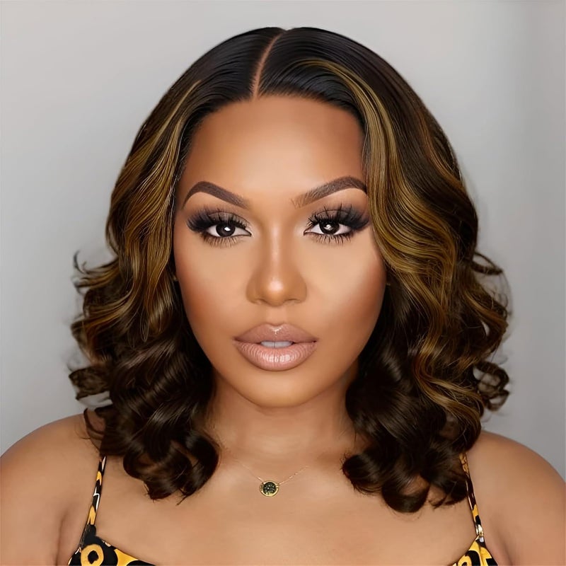 Tinashe Highlight Bob Wig Human Hair Wear and Go Glueless Wigs Human Hair Pre Plucked Pre Cut 180 Body Wave 5x6 Lace Front Short Bob Wigs Human Hair for Black WomenHighlight 1B23012inch